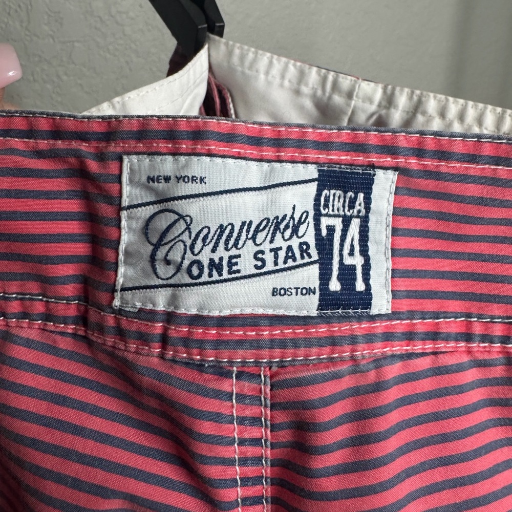 Converse One Star Pink and Blue Striped Shorts